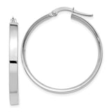 14K White Gold 3x29mm Tube Hoop Earrings PRE572