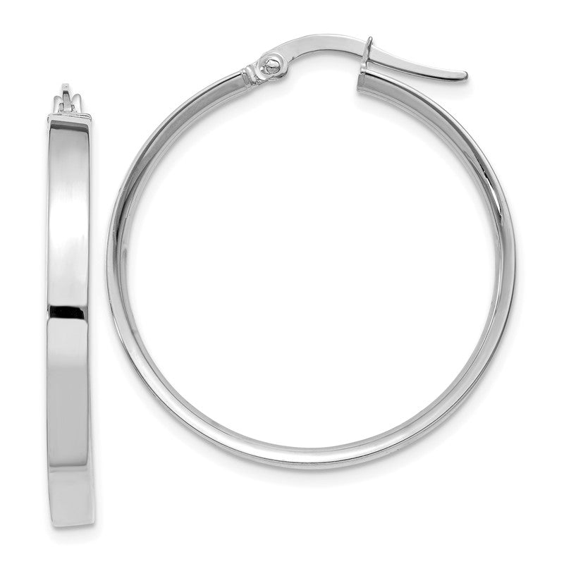 14K White Gold 3x29mm Tube Hoop Earrings PRE572