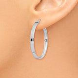 14K White Gold 3x29mm Tube Hoop Earrings PRE572