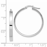 14K White Gold 3x29mm Tube Hoop Earrings PRE572