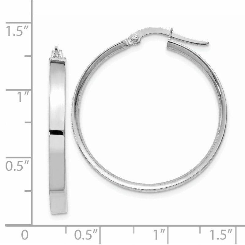 14K White Gold 3x29mm Tube Hoop Earrings PRE572