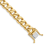 14K 20 inch 9.7mm Hand Polished Flat Beveled Curb Link with Box Catch Clasp Chain LK133