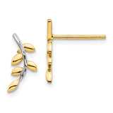 14K and White Rhodium Leaves Post Earrings TF1549