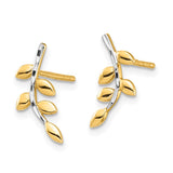 14K and White Rhodium Leaves Post Earrings TF1549