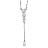 14k White Gold 1/4 carat Diamond Graduated 3-stone with Dangle 18 inch Y-Necklace PM3742