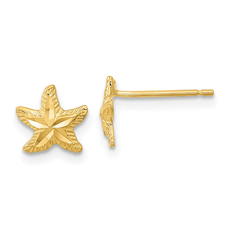 14k Polished Diamond-cut Starfish Post Earrings TC993