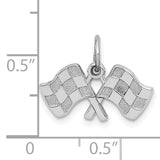 14k White Gold Polished Checkered Flags Charm D1452