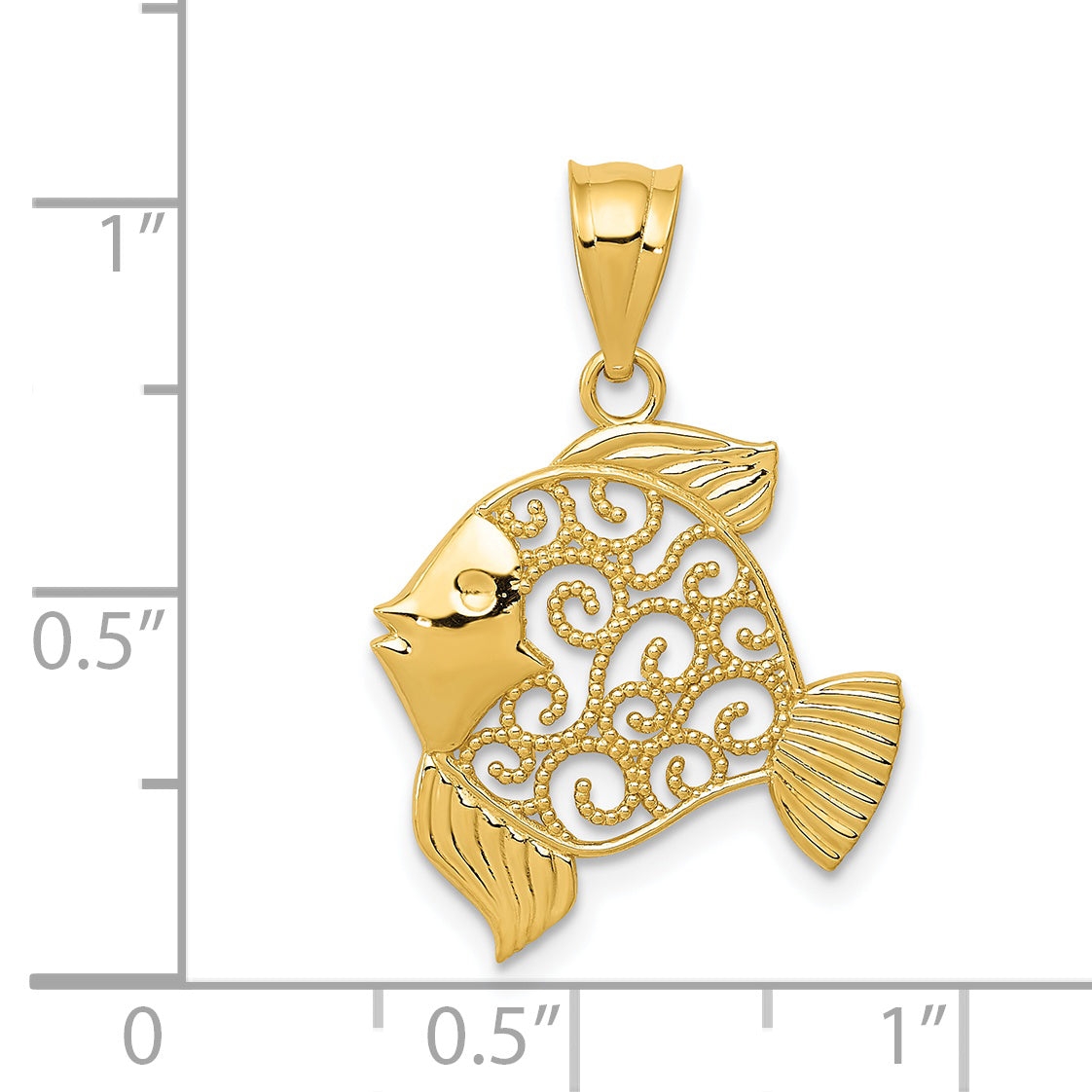 14k Filigree Fish Pendant K4872