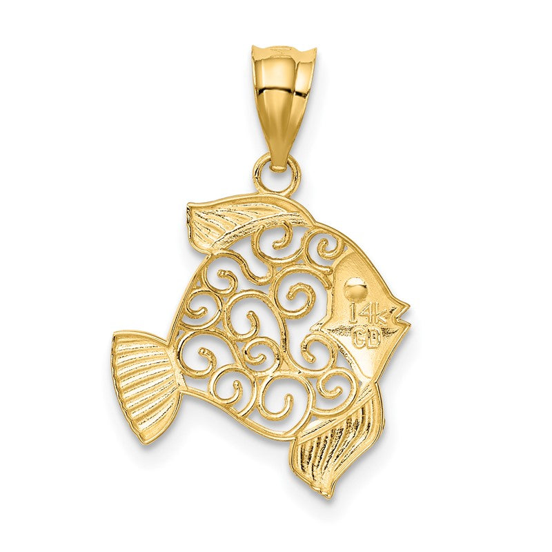 14k Filigree Fish Pendant K4872