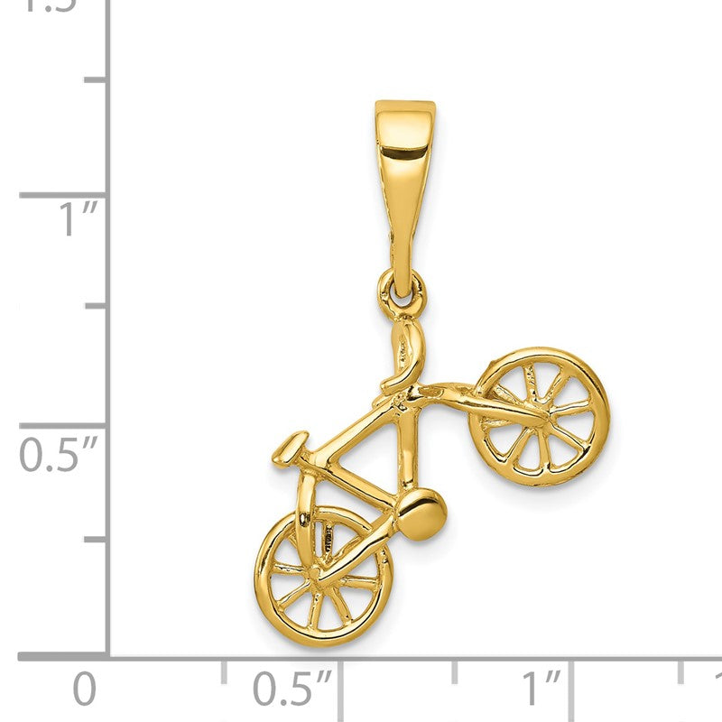 14kt Yellow Gold Polished 3-D Bicycle Pendant YC1255