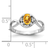 14k White Gold 6x4mm Oval Citrine and VS Diamond Ring Y2086CI/VS