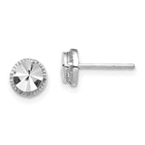 14K White Gold 6.25mm Diamond-Cut Round Post Earrings TF1535
