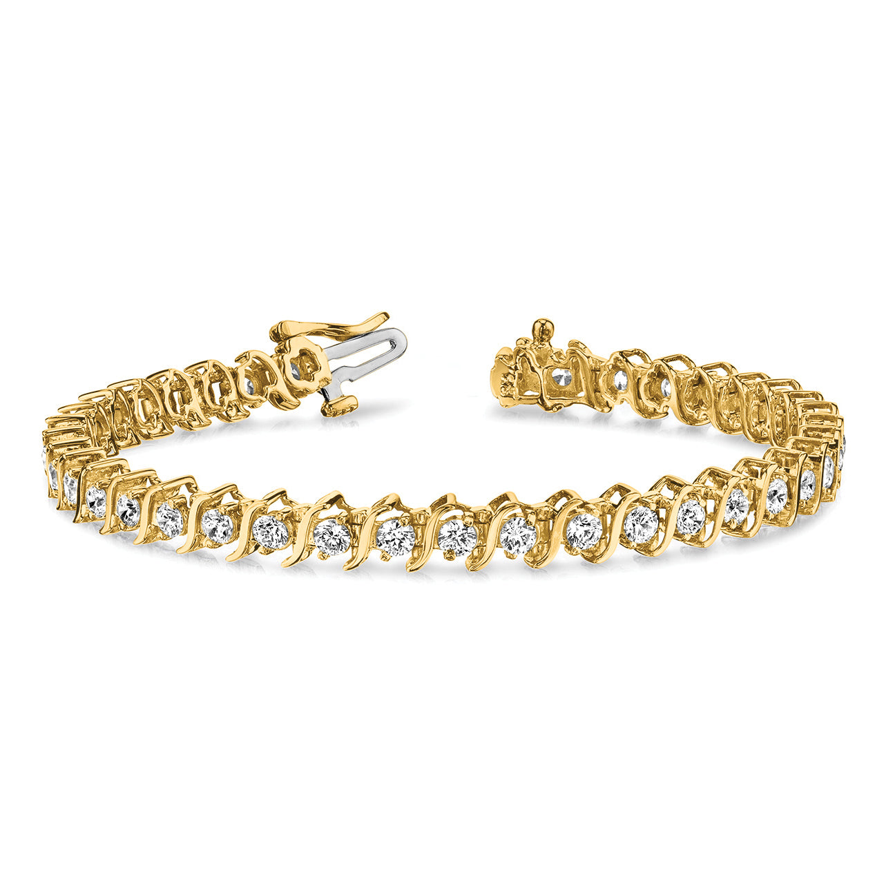 14k Complete 5.95 carat Round VS Diamond 2-prong S-link 7 inch Tennis Bracelet X706VS