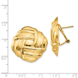 14k 27mm Polished and Satin Woven Omega Back Post Earrings E564