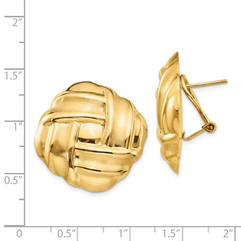 14k 27mm Polished and Satin Woven Omega Back Post Earrings E564