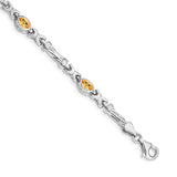 14k White Gold Complete Oval Amethyst Fancy Link 7 inch Bracelet BM4497