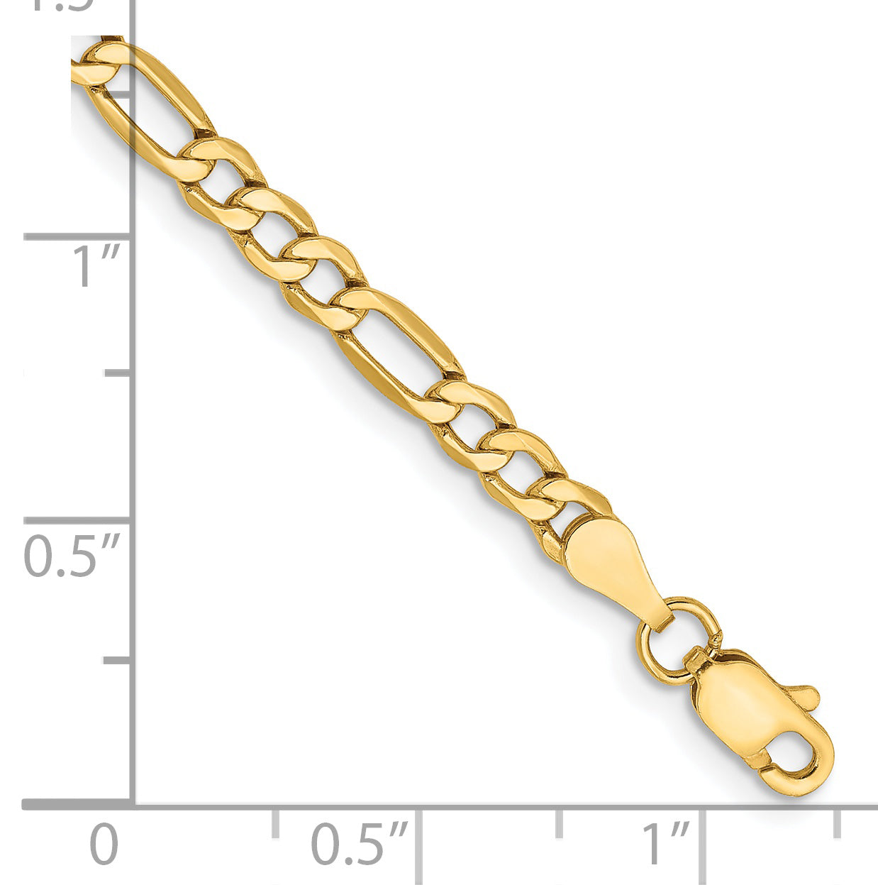 14K 10 inch 3.5mm Semi-Solid Figaro with Lobster Clasp Anklet BC93