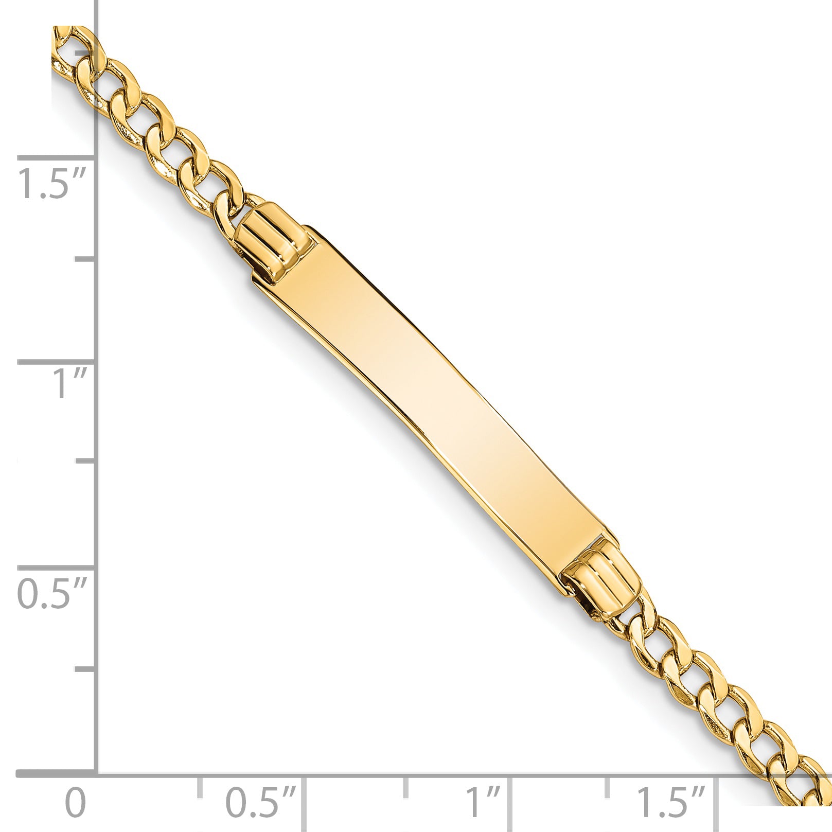 14k Polished Semi-Solid Chain/Solid Plate Cuban Link 25.5x5mm Plate 7 inch ID Bracelet DCID106