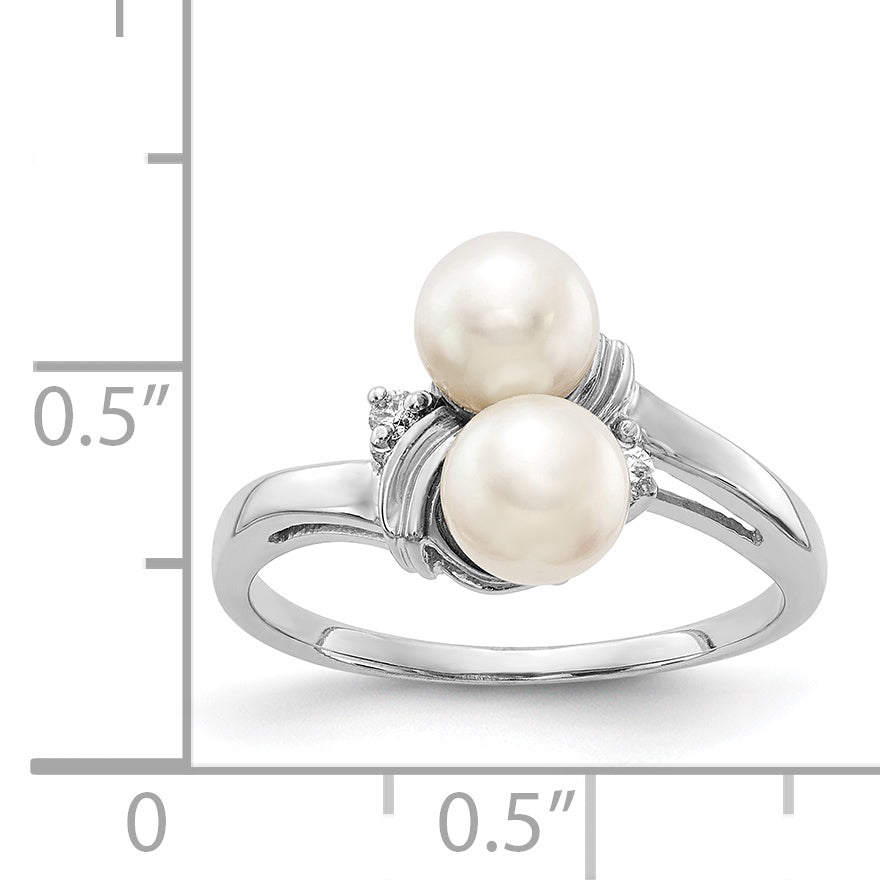 14k White Gold 5.5mm FW Cultured Pearl VS Diamond ring Y4371PL/VS