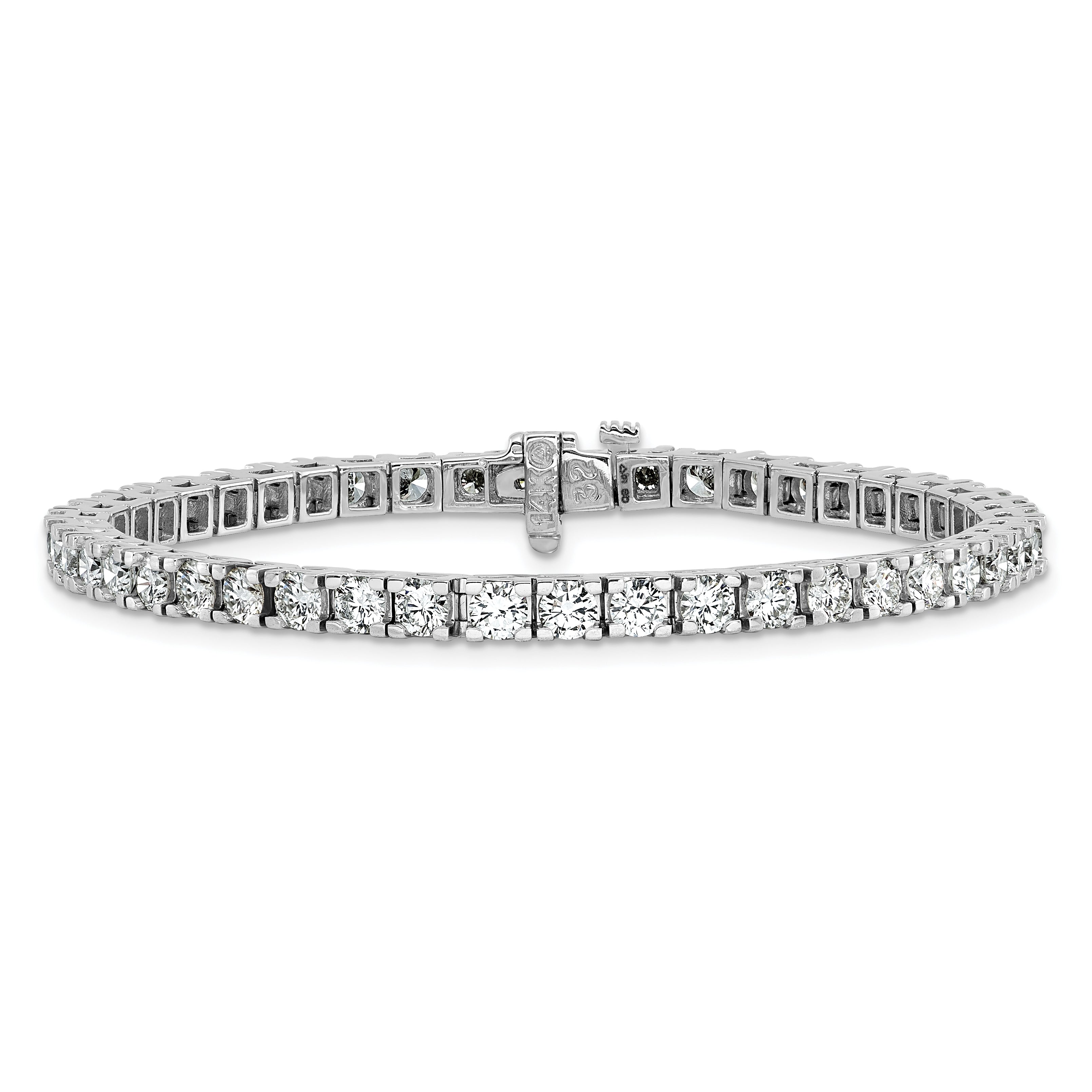 14k White Gold Complete 6.44 carat Round A Diamond 4-prong 7 inch Tennis Bracelet X735WA
