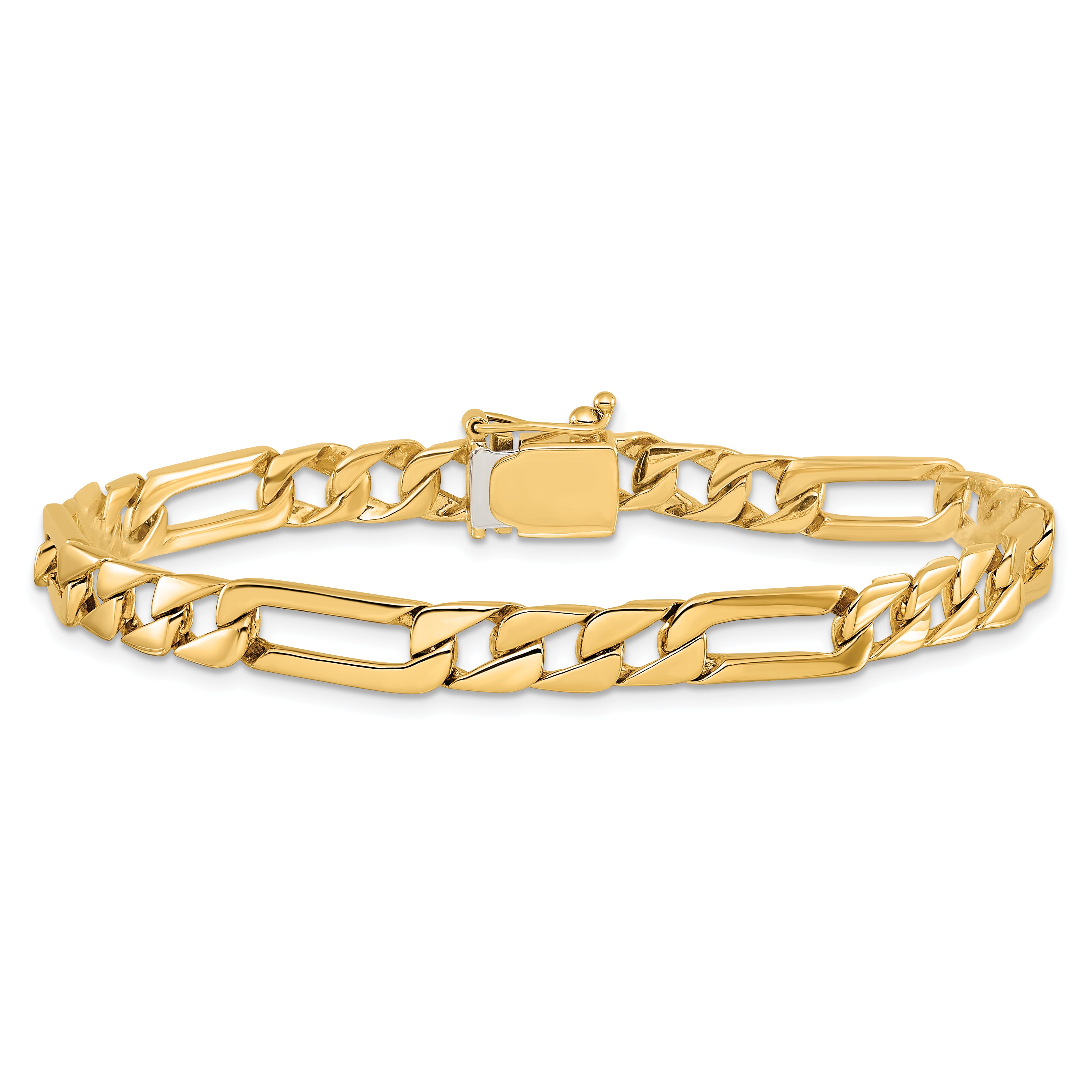 14K 18 inch 6mm Hand Polished Figaro Link with Box Catch Clasp Chain LK154