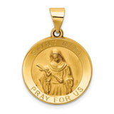 14K Polished and Satin Hollow St. Rita Medal Round Pendant XR1694
