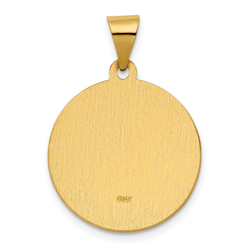 14K Polished and Satin Hollow St. Rita Medal Round Pendant XR1694