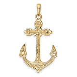 14K 2-D Red White and Blue Enameled Anchor Pendant K4201