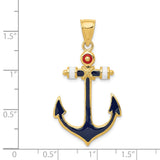 14K 2-D Red White and Blue Enameled Anchor Pendant K4201