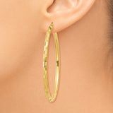 14k 3x55mm Diamond-cut Tube Hoop Earrings TF561
