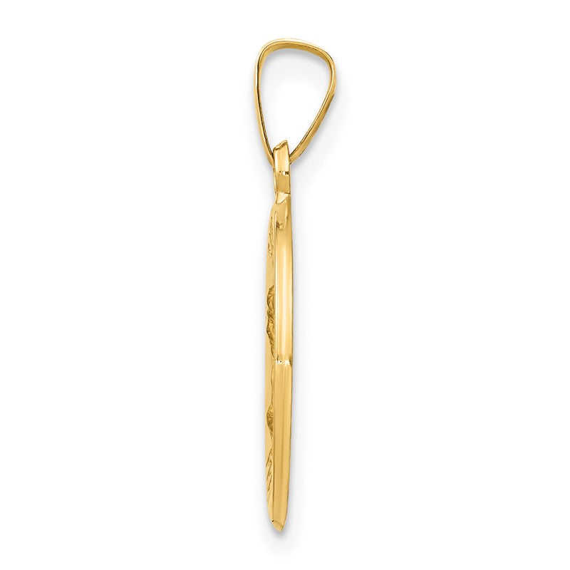 14k Polished and Satin Hollow St Mark Medal Round Pendant XR1357