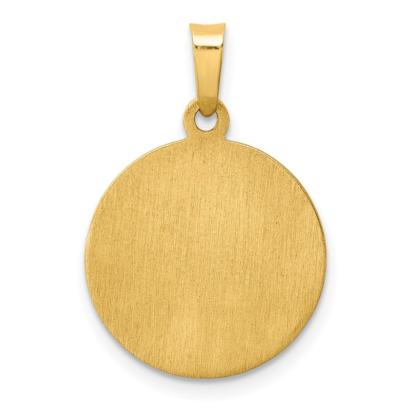 14k Polished and Satin Hollow St Mark Medal Round Pendant XR1357