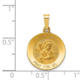 14k Polished and Satin Hollow St Mark Medal Round Pendant XR1357