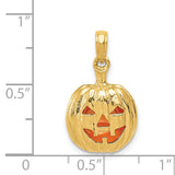14k Enameled Inside 3-D Cut-Out Jack-o-Lantern Pendant K1733