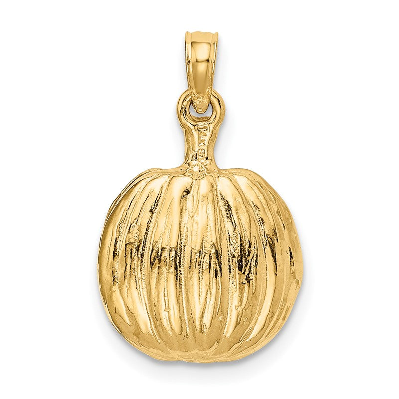 14k Enameled Inside 3-D Cut-Out Jack-o-Lantern Pendant K1733
