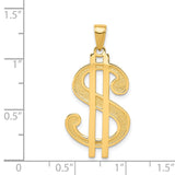 14K Gold Polished and Textured Dollar Sign Pendant K5408