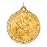 14k Polished and Satin Solid Extra Large St. Christopher Medal Round Pendant XR1799