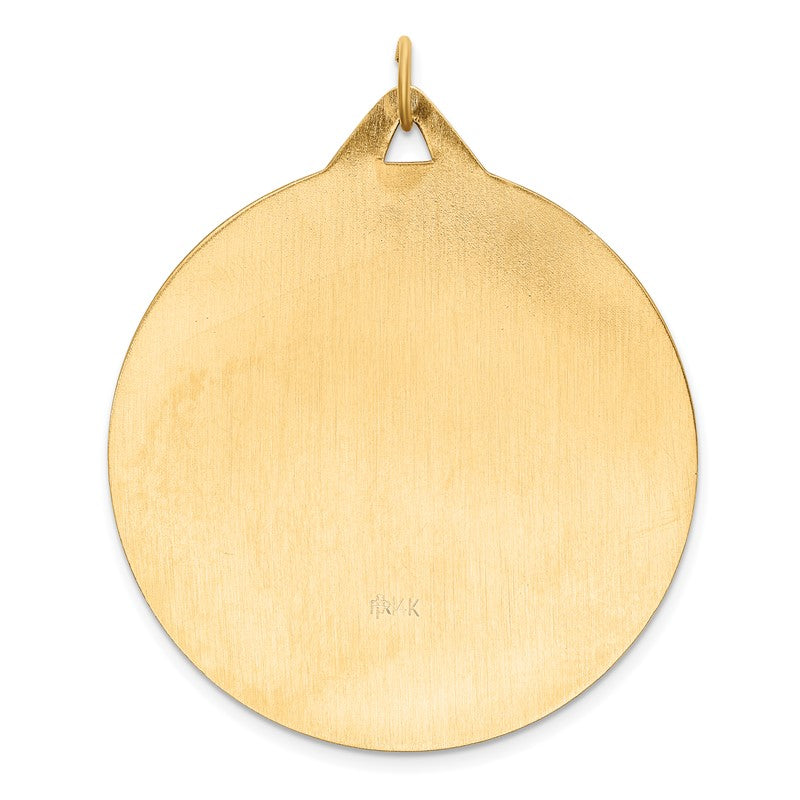 14k Polished and Satin Solid Extra Large St. Christopher Medal Round Pendant XR1799