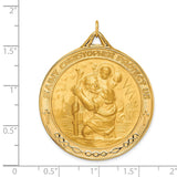14k Polished and Satin Solid Extra Large St. Christopher Medal Round Pendant XR1799