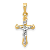 14k Two-tone Polished INRI Crucifix Pendant XR1630