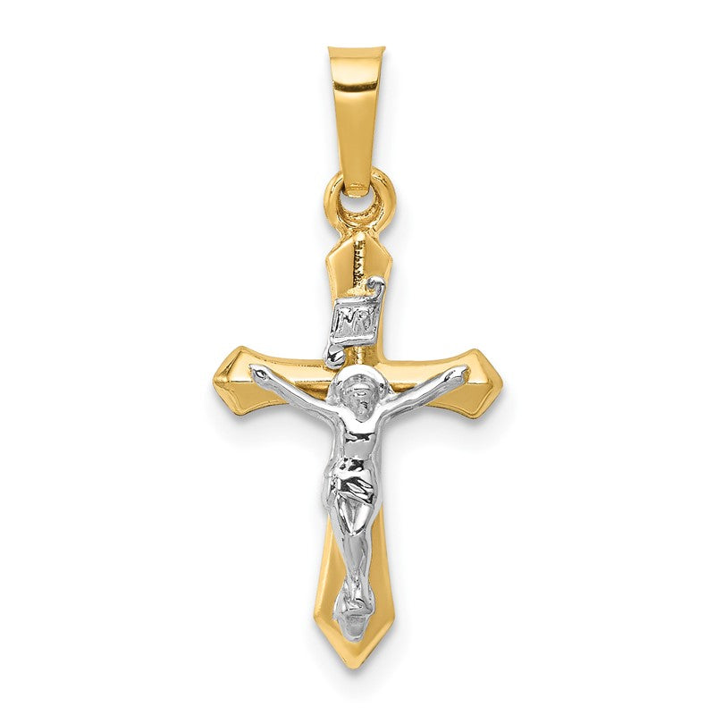 14k Two-tone Polished INRI Crucifix Pendant XR1630