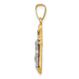 14k Two-tone Polished INRI Crucifix Pendant XR1630