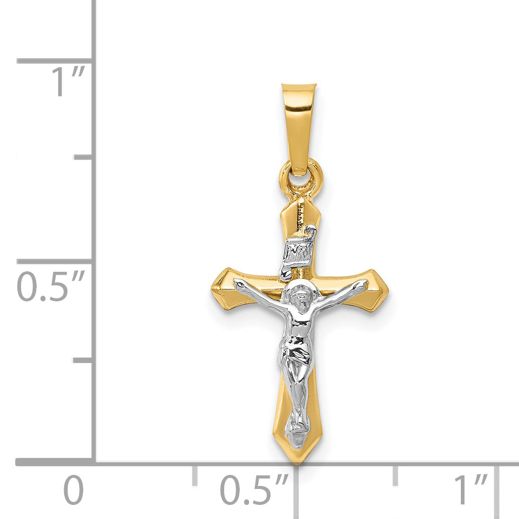 14k Two-tone Polished INRI Crucifix Pendant XR1630