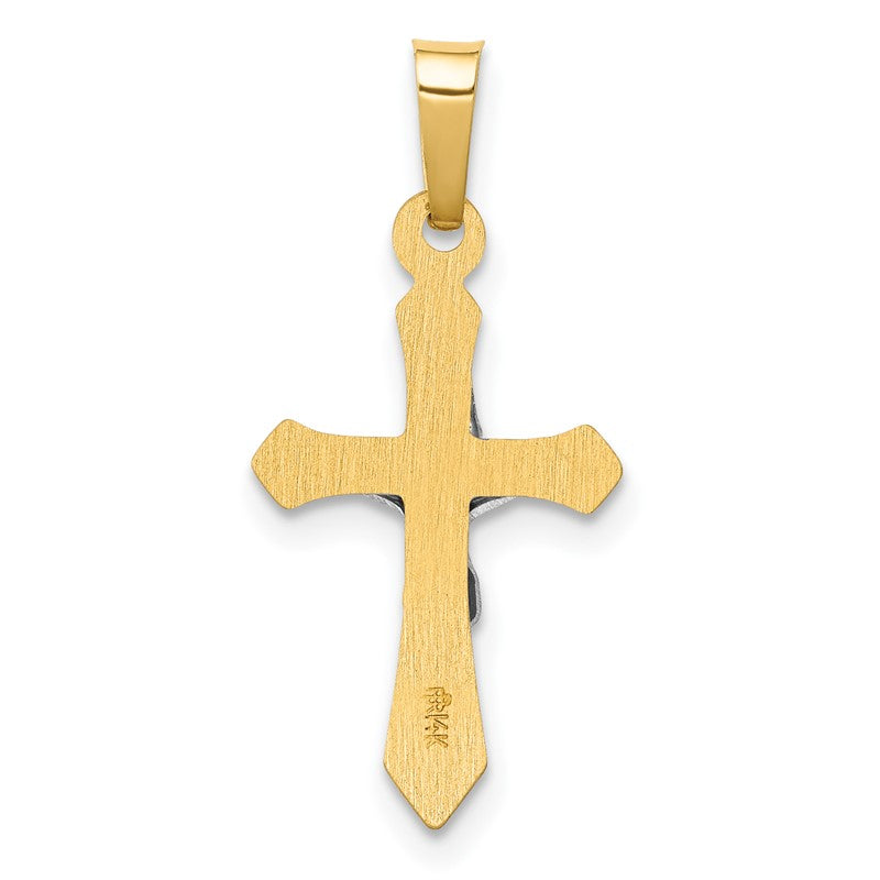 14k Two-tone Polished INRI Crucifix Pendant XR1630