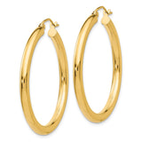 14K 3x35mm Polished Lightweight Tube Hoop Earrings T935L