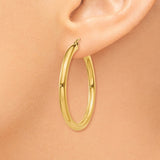 14K 3x35mm Polished Lightweight Tube Hoop Earrings T935L