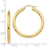 14K 3x35mm Polished Lightweight Tube Hoop Earrings T935L