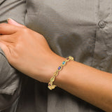 14k Complete Oval Garnet/Peridot/Citrine/Amethyst/Sky Blue Topaz Bezel-set 7 inch Rainbow Bracelet CB698