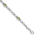 14k White Gold Complete Oval Amethyst Fancy Link 7 inch Bracelet BM4497