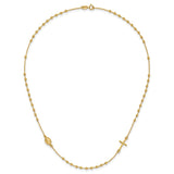 14k Polished Cross and Miraculous Medal Beaded Rosary Design 16 inch Necklace SF2504